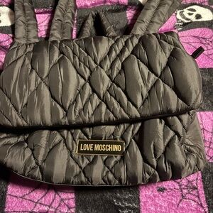 Moschino Black Quilted Backpack